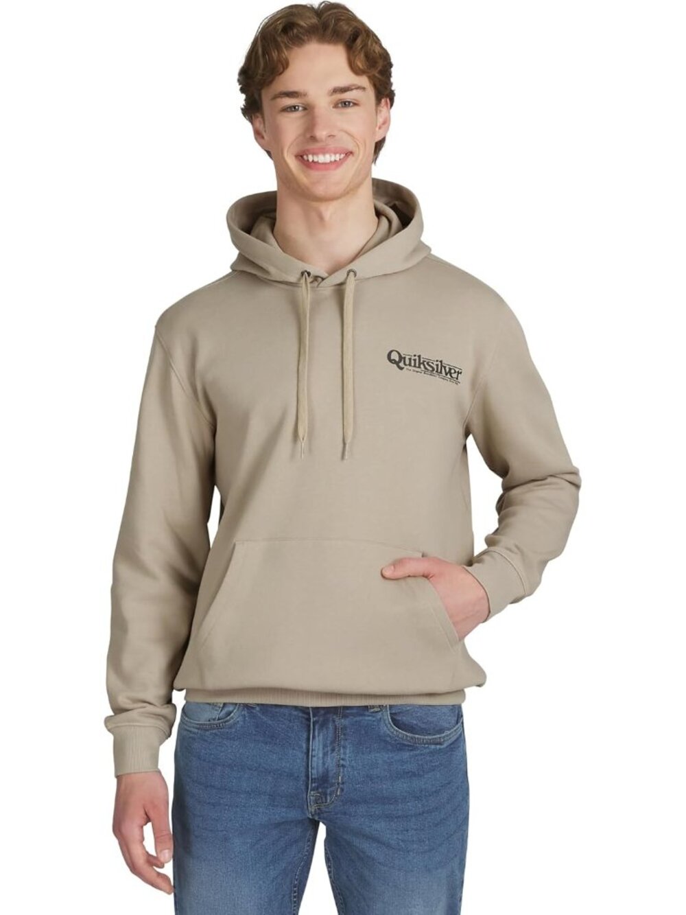 Quiksilver Men's Plaza Taupe Regular Fit Super Soft Fleece Sweatshirt Hoodies